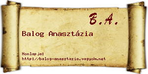 Balog Anasztázia névjegykártya